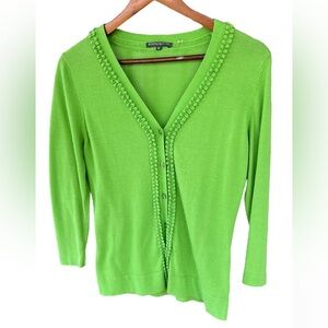 Sydney Easton Green Ruffle Button Down Cardigan Sweater Size Medium